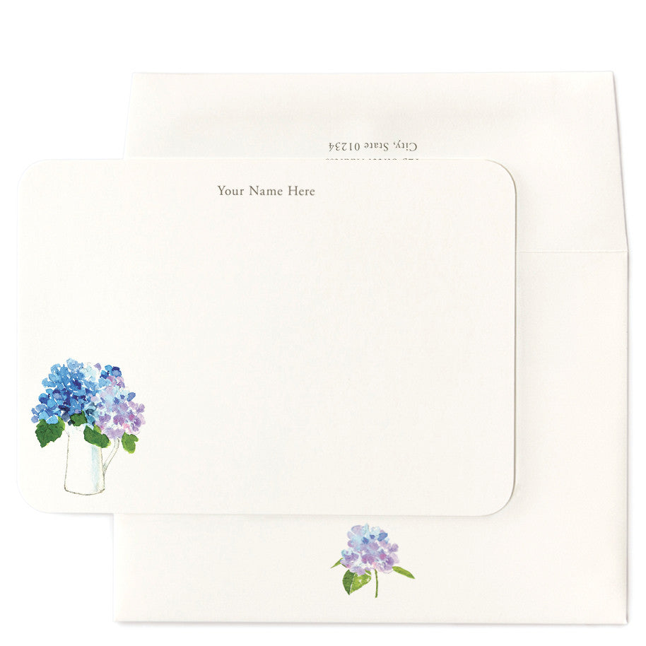 Hydrangea Floral Personalized Note Cards